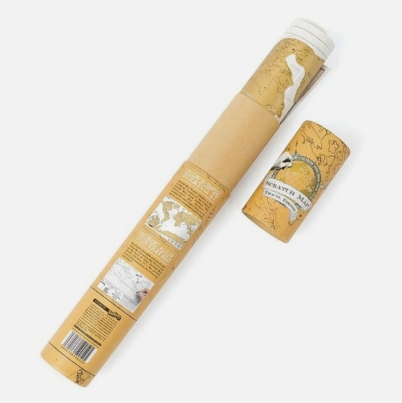 Luckies 42cm Scratch Off Map Travel Edition w/ Foil Hanging Wall Decor White NEW - Picture 2 of 12